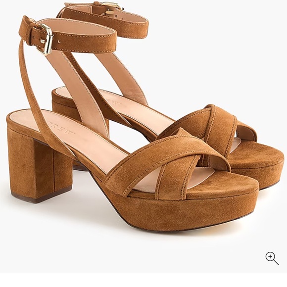 J. Crew Criss-cross tan suede platform heels 11 - Picture 1 of 4